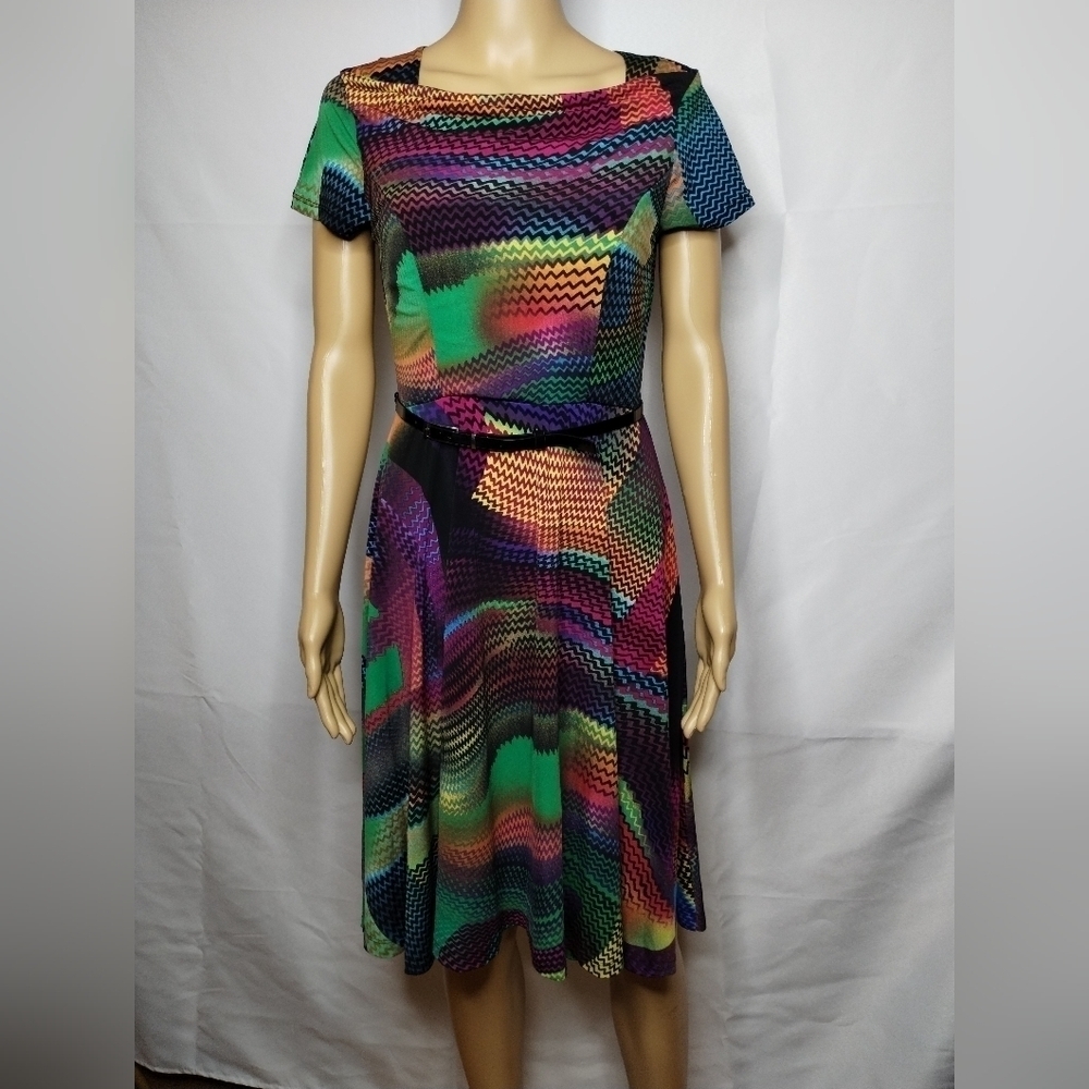 NWT Cato size small multi colored dress with belt